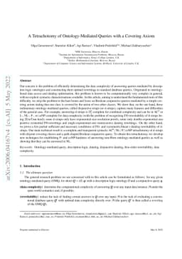 A tetrachotomy of ontology-mediated queries with a covering axiom