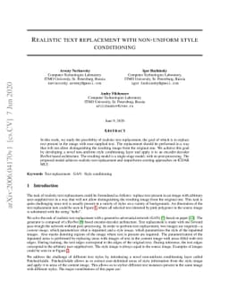 Realistic text replacement with non-uniform style conditioning