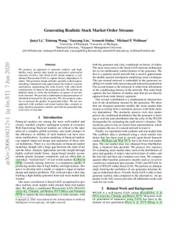 Generating Realistic Stock Market Order Streams