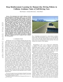 Deep Reinforcement Learning for Human-Like Driving Policies in Collision
  Avoidance Tasks of Self-Driving Cars