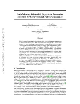 AutoPrivacy: Automated Layer-wise Parameter Selection for Secure Neural
  Network Inference