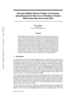 Bayesian Hidden Physics Models: Uncertainty Quantification for Discovery
  of Nonlinear Partial Differential Operators from Data
