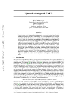 Sparse learning with CART
