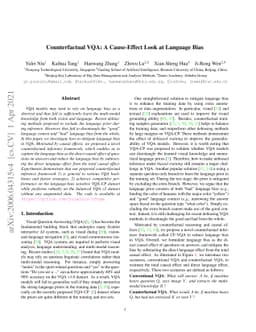Counterfactual VQA: A Cause-Effect Look at Language Bias
