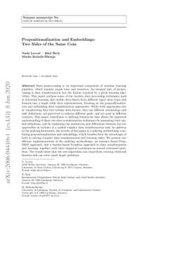 Propositionalization and Embeddings: Two Sides of the Same Coin