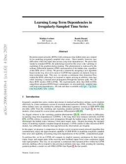 Learning Long-Term Dependencies in Irregularly-Sampled Time Series