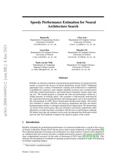Speedy Performance Estimation for Neural Architecture Search