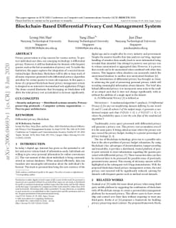 Blockchain-Based Differential Privacy Cost Management System