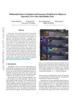 Multimodal Future Localization and Emergence Prediction for Objects in
  Egocentric View with a Reachability Prior