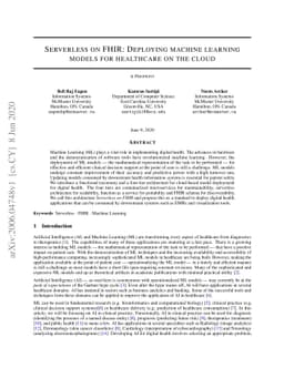 Serverless on FHIR: Deploying machine learning models for healthcare on
  the cloud