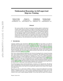 Mathematical Reasoning via Self-supervised Skip-tree Training