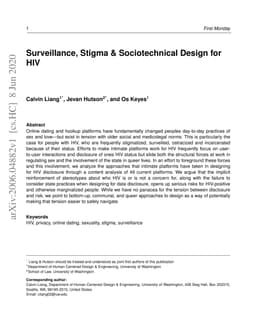 Surveillance, Stigma & Sociotechnical Design for HIV