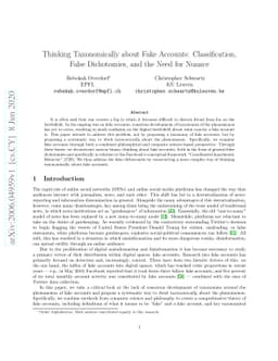 Thinking Taxonomically about Fake Accounts: Classification, False
  Dichotomies, and the Need for Nuance