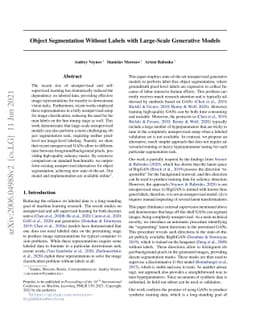 Object Segmentation Without Labels with Large-Scale Generative Models