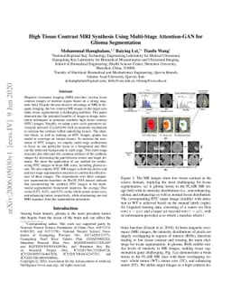 High Tissue Contrast MRI Synthesis Using Multi-Stage Attention-GAN for
  Glioma Segmentation