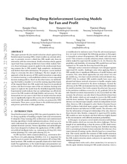 Stealing Deep Reinforcement Learning Models for Fun and Profit