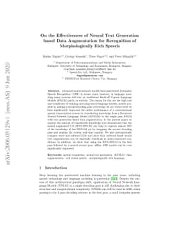 On the Effectiveness of Neural Text Generation based Data Augmentation
  for Recognition of Morphologically Rich Speech