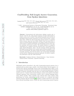 ConfNet2Seq: Full Length Answer Generation from Spoken Questions