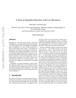 A Note on Deepfake Detection with Low-Resources