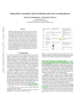 Dialog Policy Learning for Joint Clarification and Active Learning
  Queries