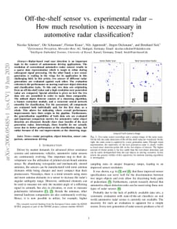 Off-the-shelf sensor vs. experimental radar -- How much resolution is
  necessary in automotive radar classification?