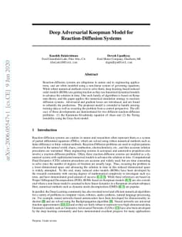 Deep Adversarial Koopman Model for Reaction-Diffusion systems