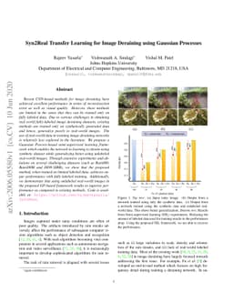 Syn2Real Transfer Learning for Image Deraining using Gaussian Processes