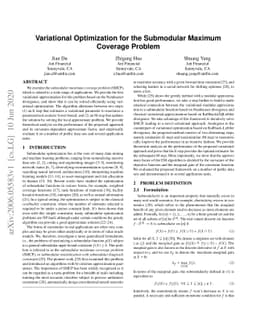 Variational Optimization for the Submodular Maximum Coverage Problem