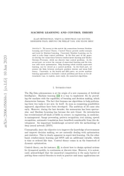 Machine Learning and Control Theory