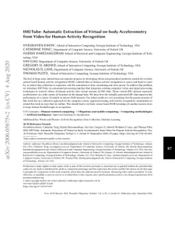 IMUTube: Automatic Extraction of Virtual on-body Accelerometry from
  Video for Human Activity Recognition