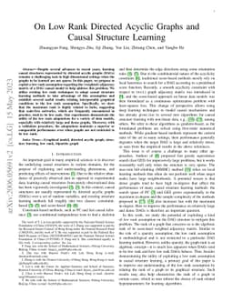 On Low Rank Directed Acyclic Graphs and Causal Structure Learning