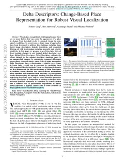 Delta Descriptors: Change-Based Place Representation for Robust Visual
  Localization