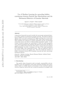 Use of Machine Learning for unraveling hidden correlations between
  Particle Size Distributions and the Mechanical Behavior of Granular Materials