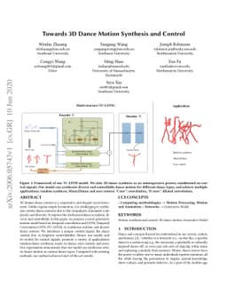 Towards 3D Dance Motion Synthesis and Control