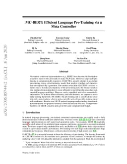 MC-BERT: Efficient Language Pre-Training via a Meta Controller