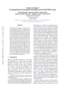 Gender in Danger? Evaluating Speech Translation Technology on the
  MuST-SHE Corpus
