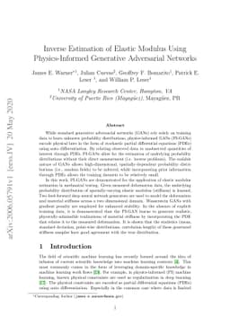 Inverse Estimation of Elastic Modulus Using Physics-Informed Generative
  Adversarial Networks
