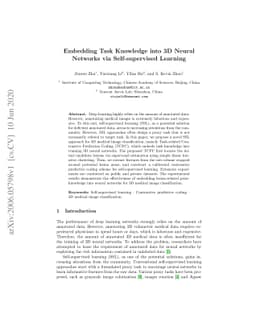 Embedding Task Knowledge into 3D Neural Networks via Self-supervised
  Learning