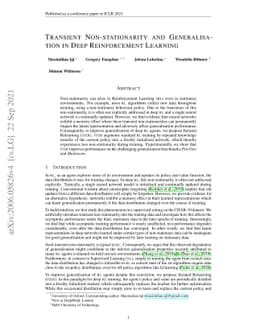 Transient Non-Stationarity and Generalisation in Deep Reinforcement
  Learning