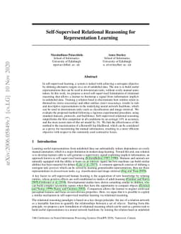 Self-Supervised Relational Reasoning for Representation Learning