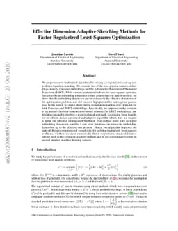 Effective Dimension Adaptive Sketching Methods for Faster Regularized
  Least-Squares Optimization