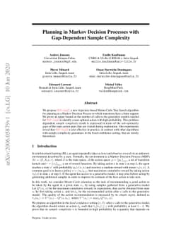 Planning in Markov Decision Processes with Gap-Dependent Sample
  Complexity