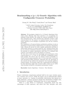 Benchmarking a $(μ+λ)$ Genetic Algorithm with Configurable
  Crossover Probability