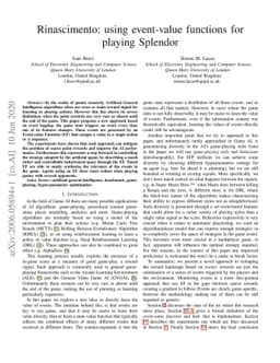 Rinascimento: using event-value functions for playing Splendor