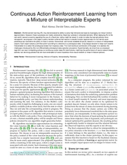 Continuous Action Reinforcement Learning from a Mixture of Interpretable
  Experts