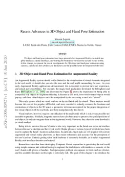 Recent Advances in 3D Object and Hand Pose Estimation