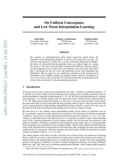 On Uniform Convergence and Low-Norm Interpolation Learning