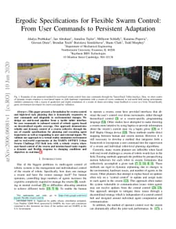 Ergodic Specifications for Flexible Swarm Control: From User Commands to
  Persistent Adaptation