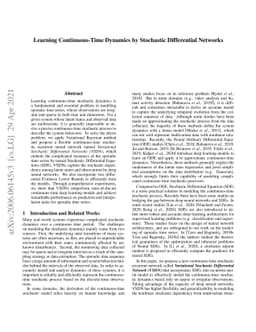 Learning Continuous-Time Dynamics by Stochastic Differential Networks