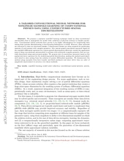 A Tailored Convolutional Neural Network for Nonlinear Manifold Learning
  of Computational Physics Data using Unstructured Spatial Discretizations